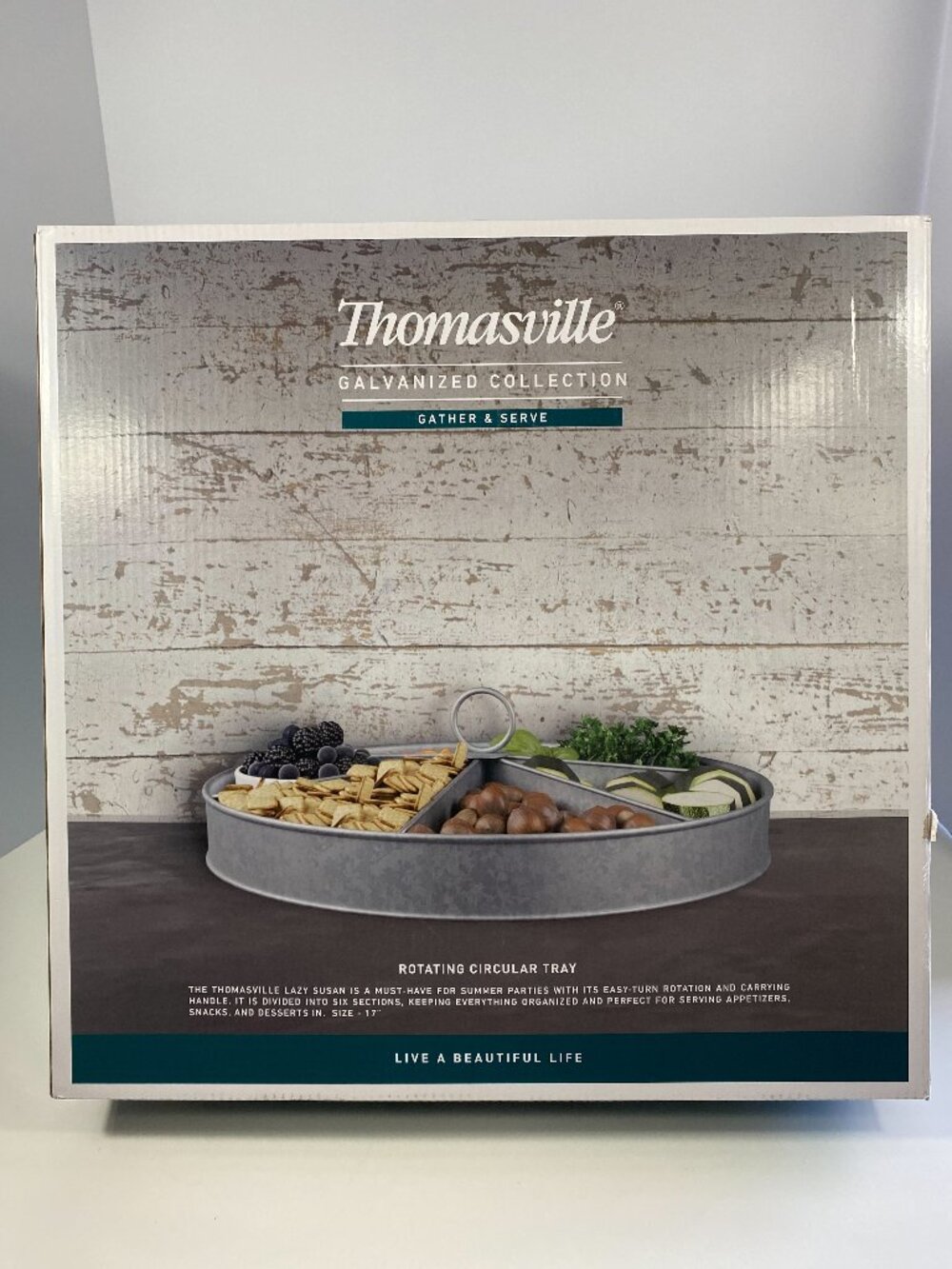 Thomasville Galvanized Collection Rotating Circular Tray